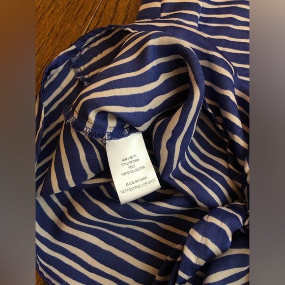 Daniel Rainn Women’s S Blue/White Zebra Striped Sleeveless Front Tie V-Neck Top - Picture 7 of 11